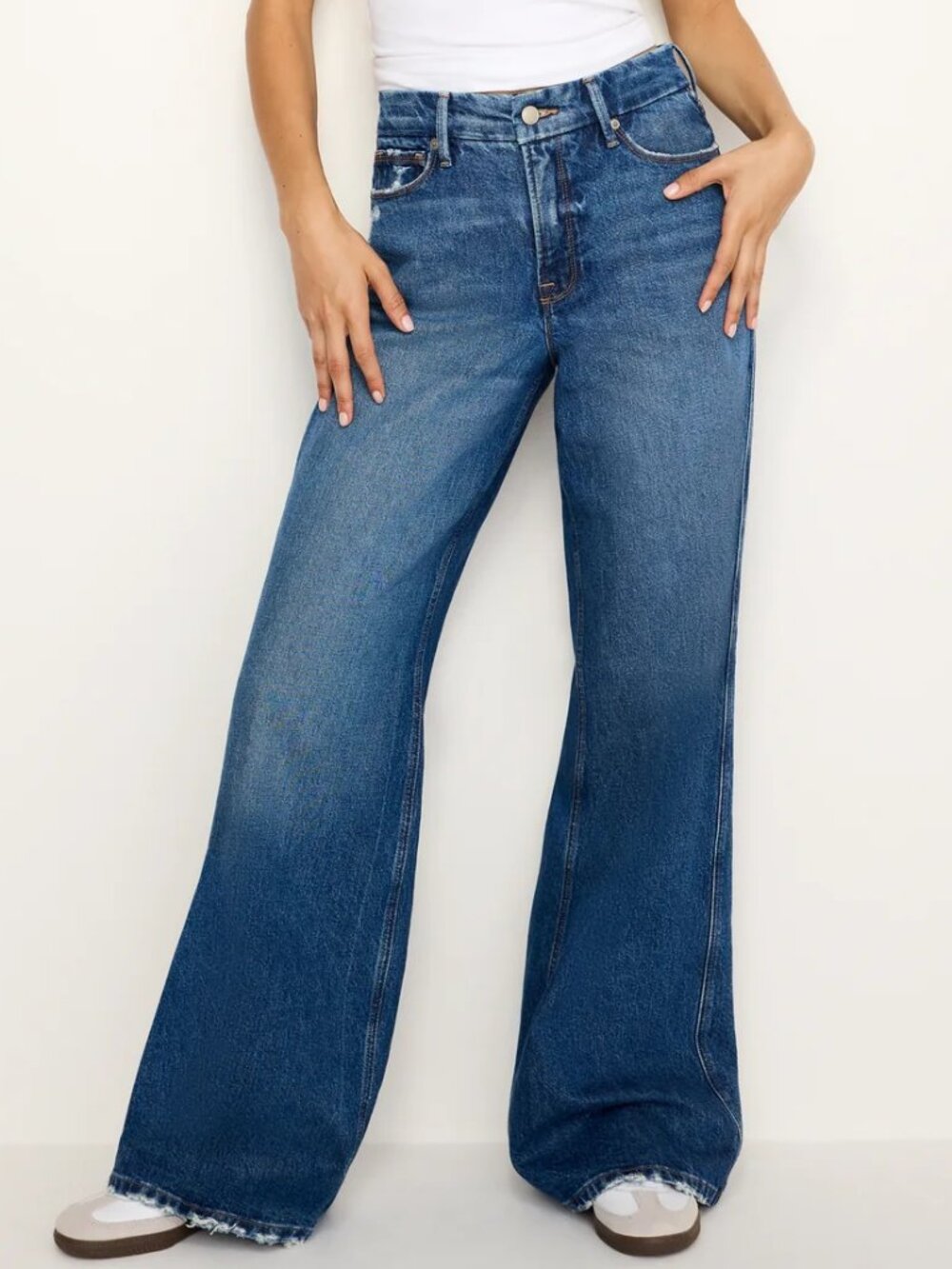 GOOD AMERICAN GOOD SKATE HIGH-RISE WIDE LEG JEANS BAGGY LOOSE RELAXED FIT sz 16